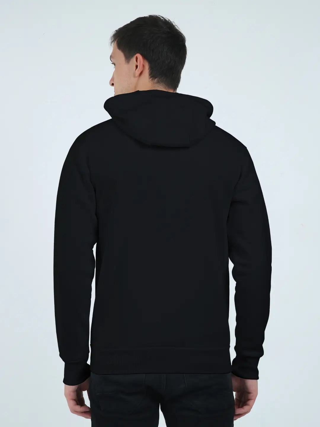 Black Thick Fleece Full Zip Up Hoodie - Image 2