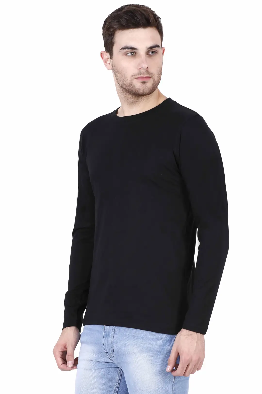 Men Combed Cotton Full Sleeve Black T-shirt - Image 4