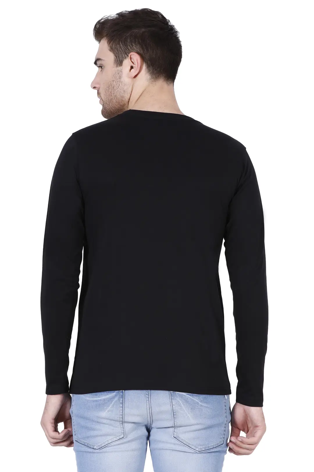 Men Combed Cotton Full Sleeve Black T-shirt - Image 2