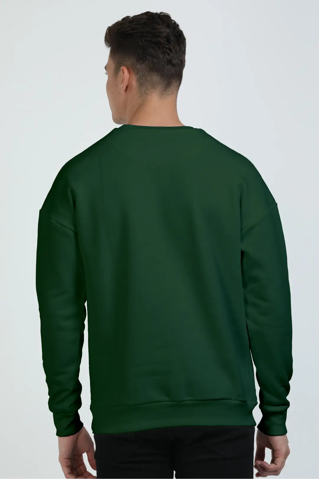 Bottle Green Cotton Blend Heavy Oversized Sweatshirt - Image 2