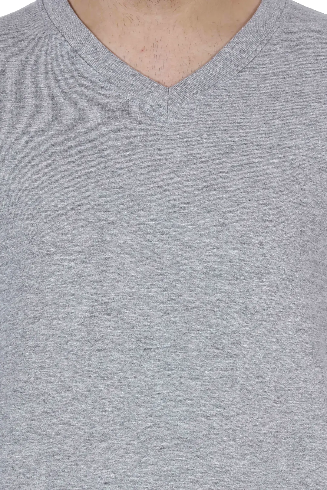 Men's Plain V Neck Cotton T-Shirt Grey - Image 2