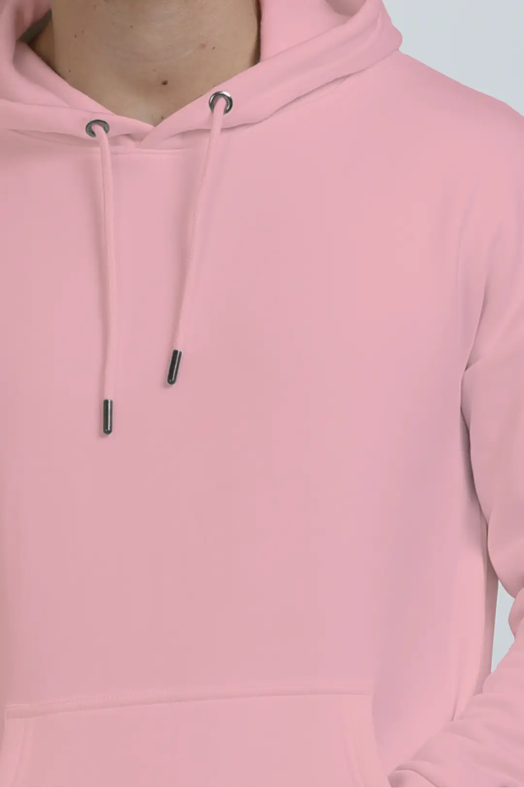Light Baby Pink Cotton Blend Pullover Style Oversized Hooded Sweatshirt - Image 3