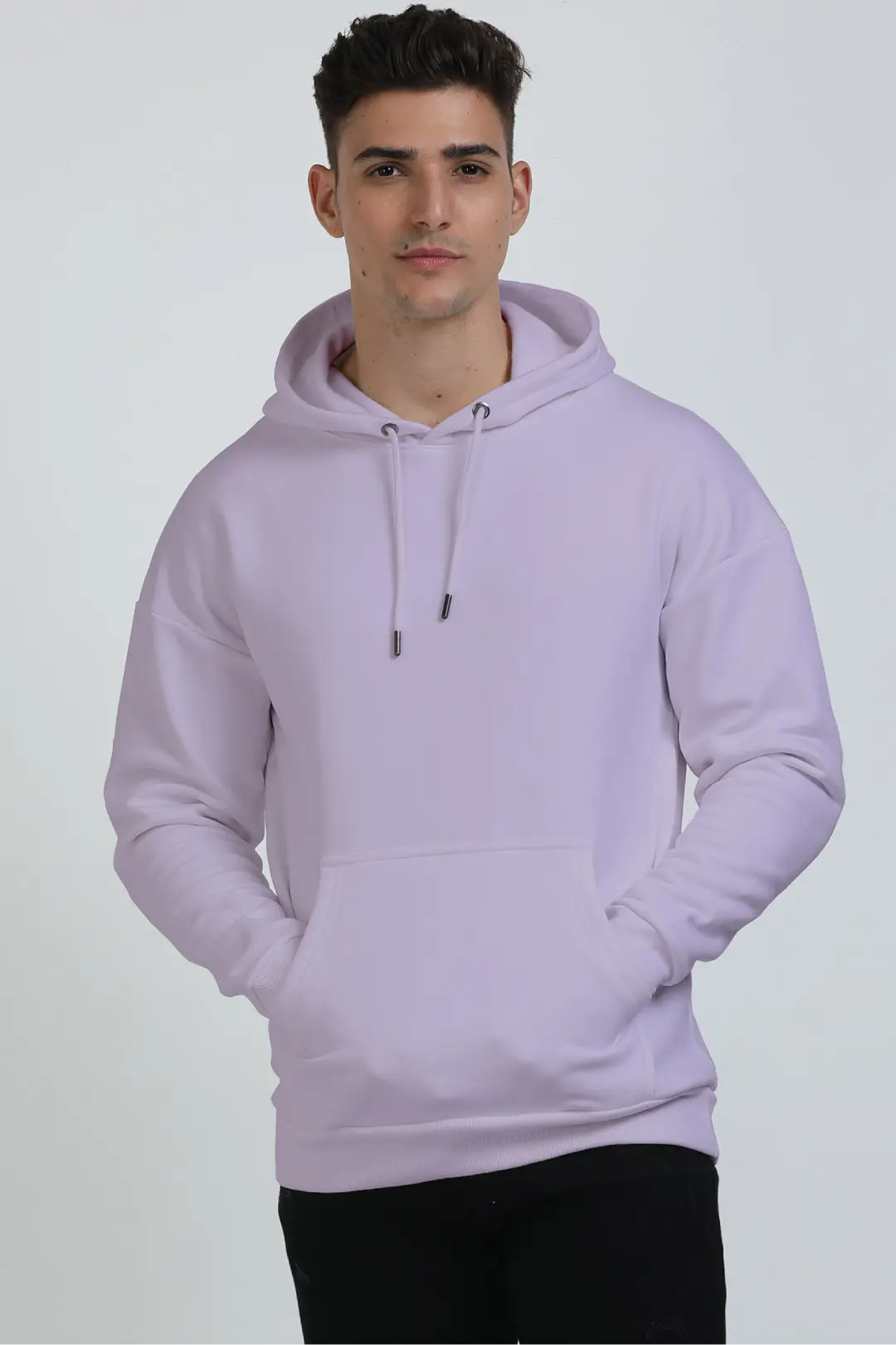Lavender Cotton Blend Pullover Style Oversized Hooded Sweatshirt