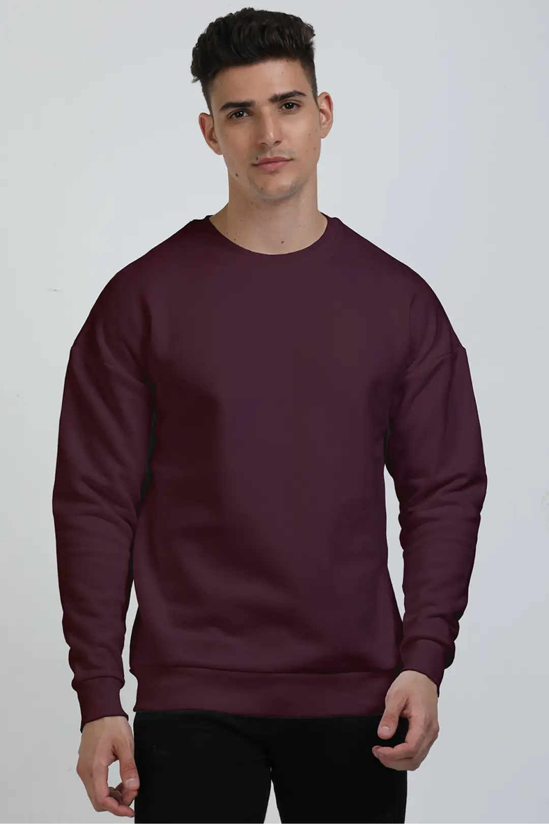 Maroon Cotton Blend Heavy Oversized Sweatshirt