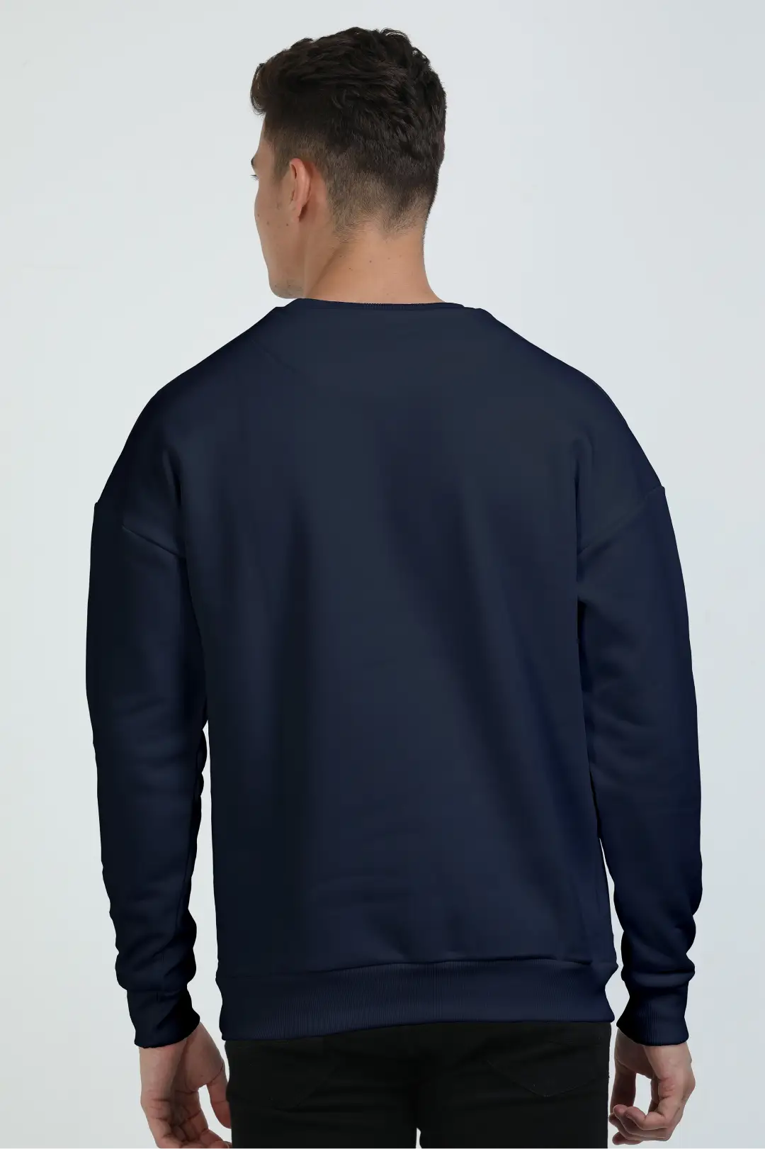 Navy Blue Cotton Blend Heavy Oversized Sweatshirt - Image 2