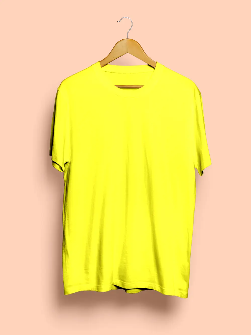 Men’s Round Neck Plain Cotton T-Shirt Yellow