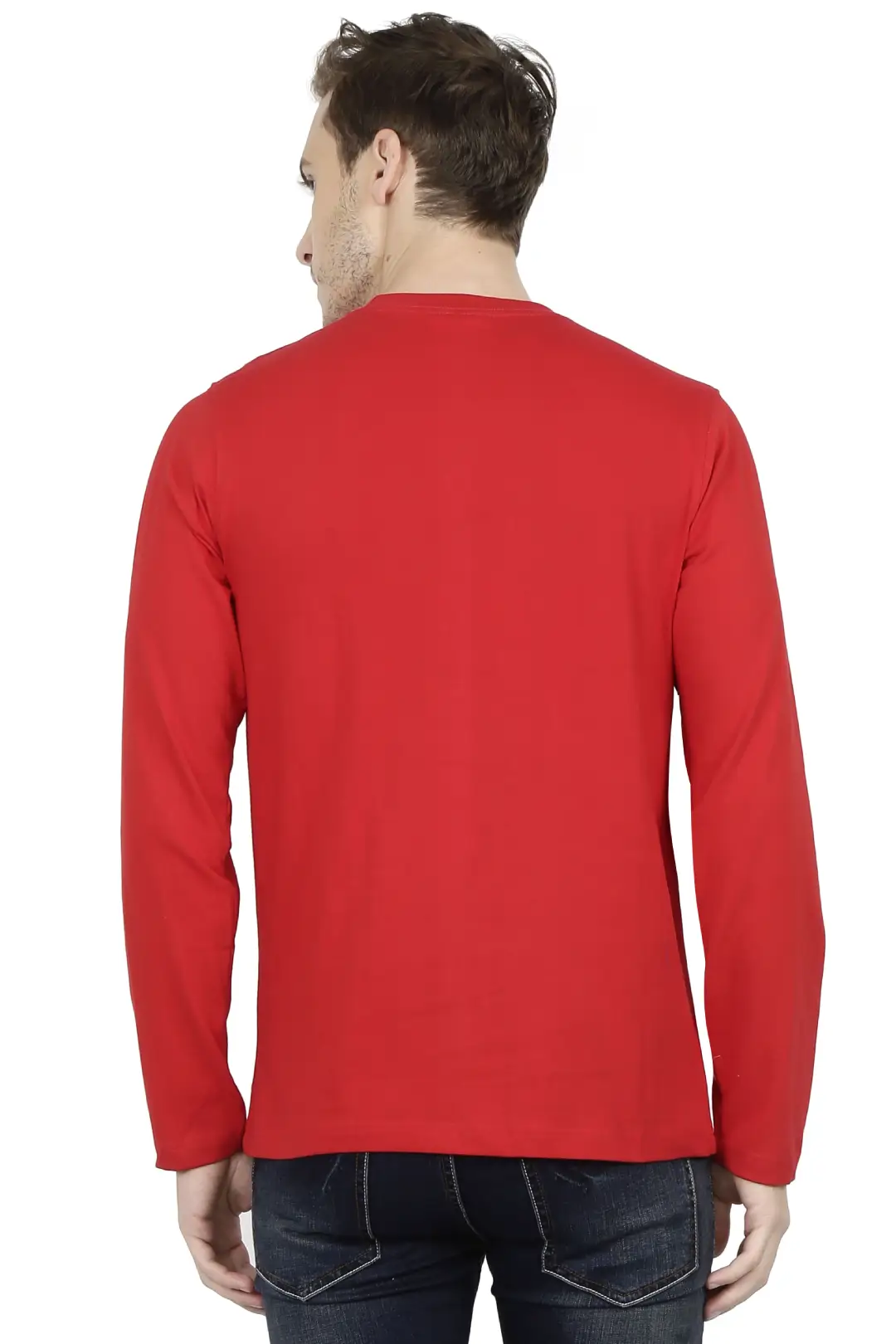 Men Combed Cotton Full Sleeve Red T-shirt - Image 7