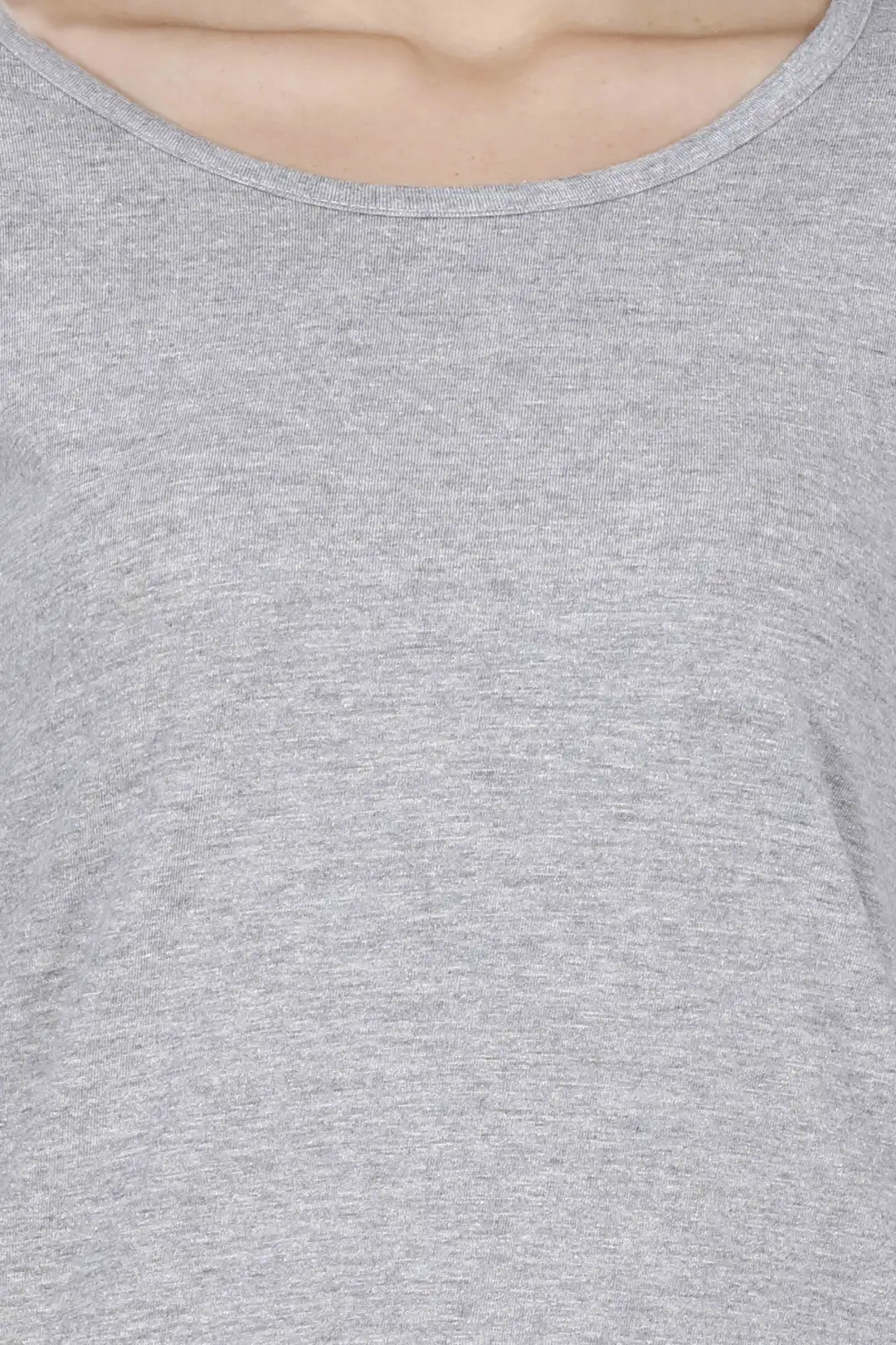 Women's 3/4 Sleeves Plain Cotton T-Shirt Grey - Image 5