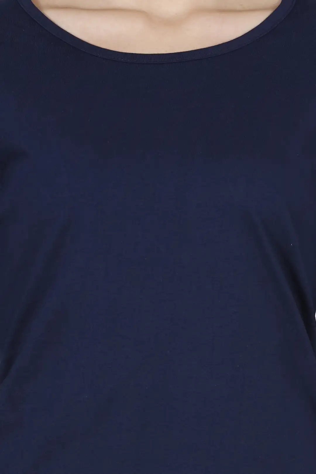 Women’s 3/4 Sleeves Plain Cotton T-Shirt Navy Blue - Image 4