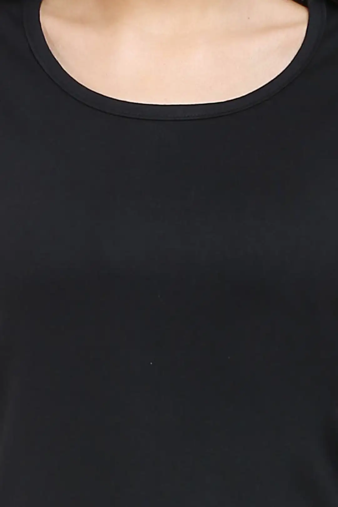 Women Solid Plain Combed Cotton T-shirt Black - Image 4