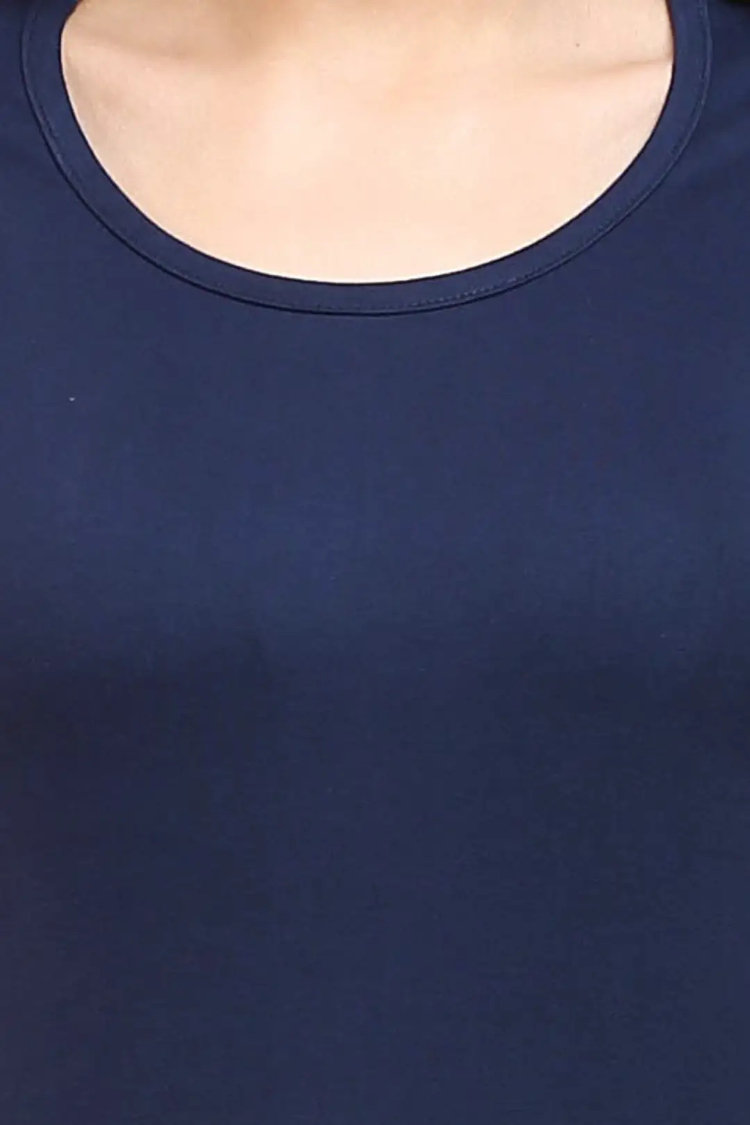 Women Solid Plain Combed Cotton T-shirt Navy Blue - Image 5
