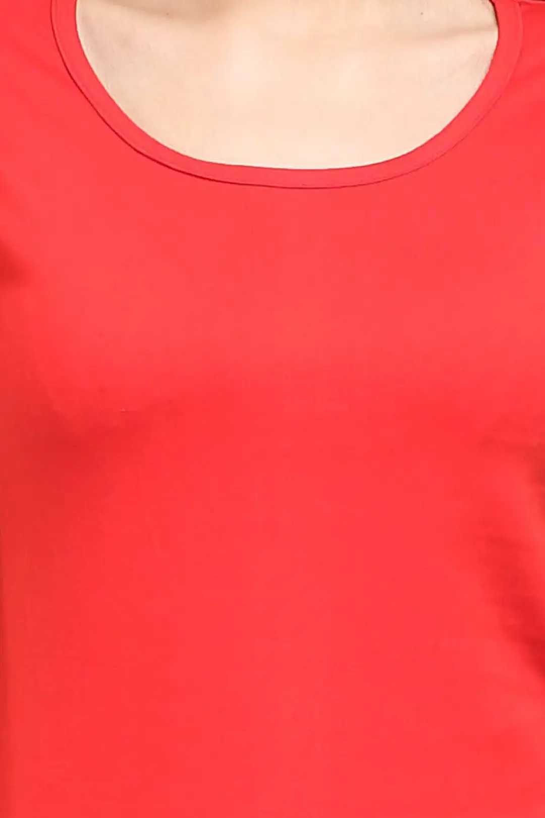Women Solid Plain Combed Cotton T-shirt Red - Image 5