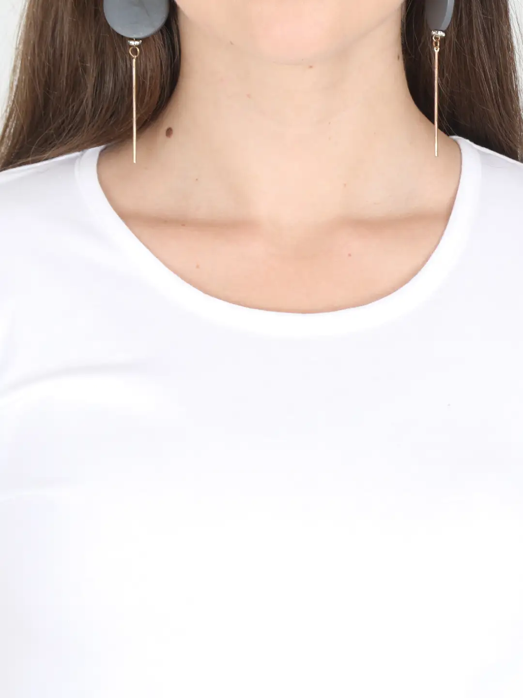 Women Solid Plain Combed Cotton T-shirt White - Image 4