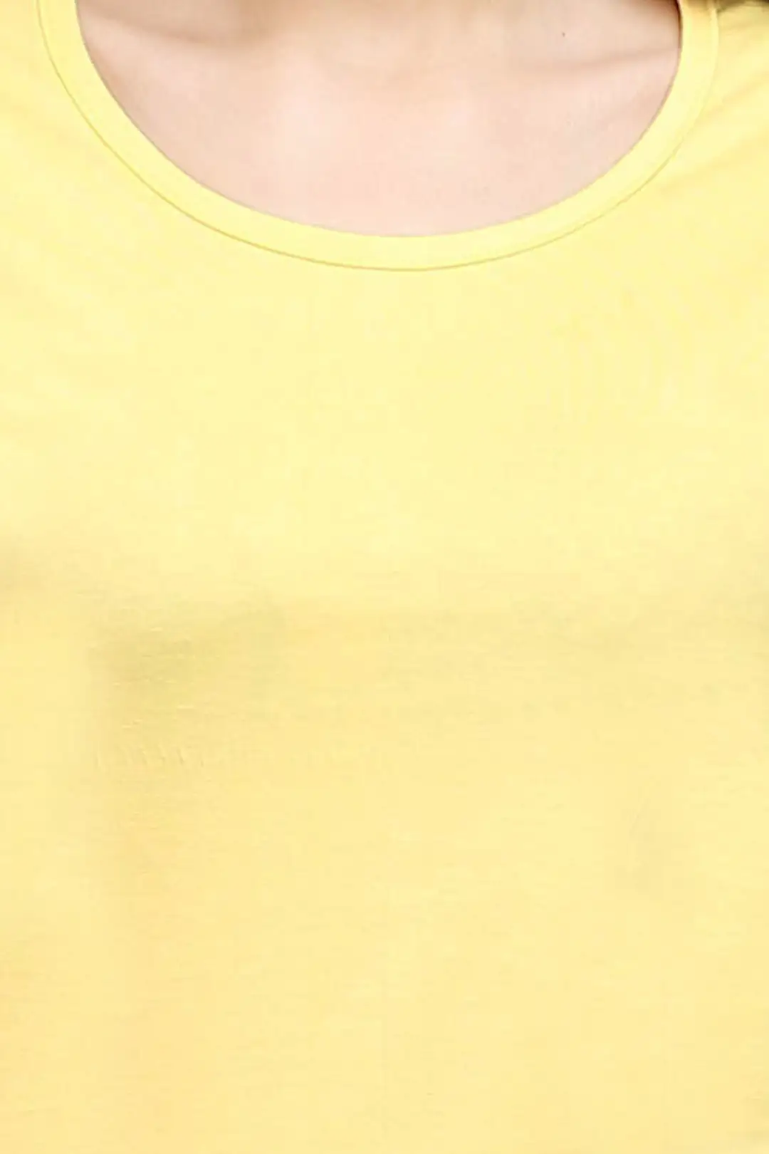 Women Solid Plain Combed Cotton T-shirt Yellow - Image 5