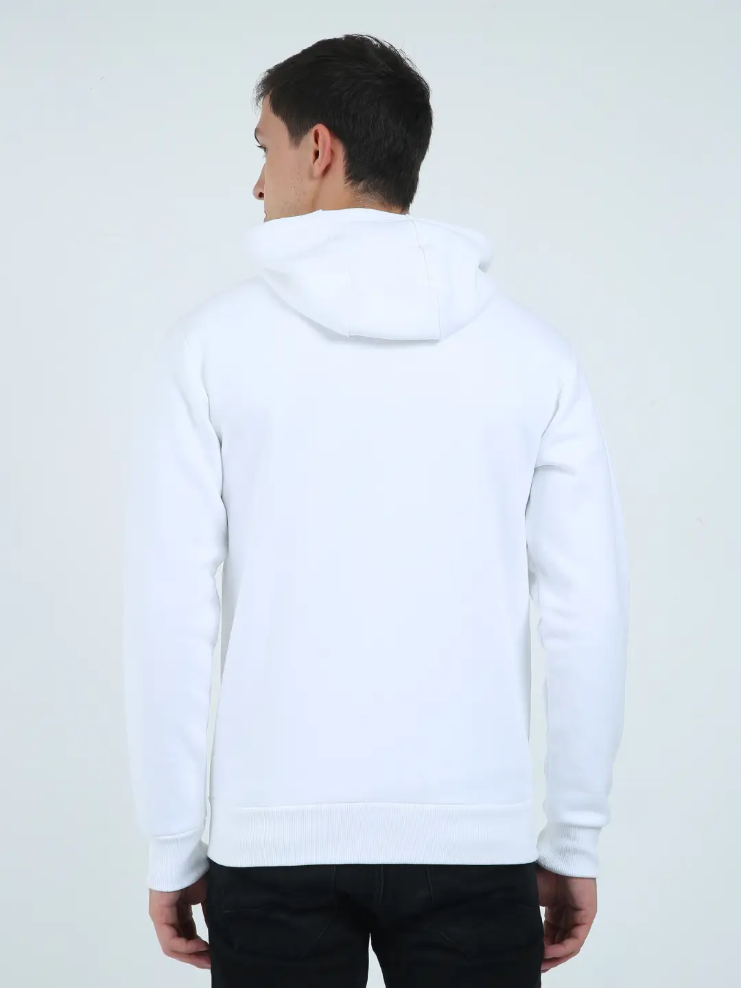 White Thick Fleece Full Zip Up Hoodie - Image 3