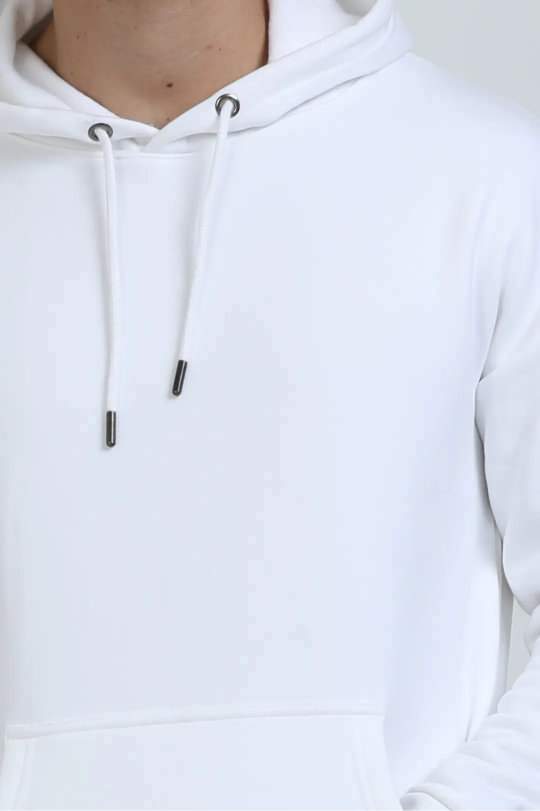 White Cotton Blend Pullover Style Oversized Hooded Sweatshirt - Image 3