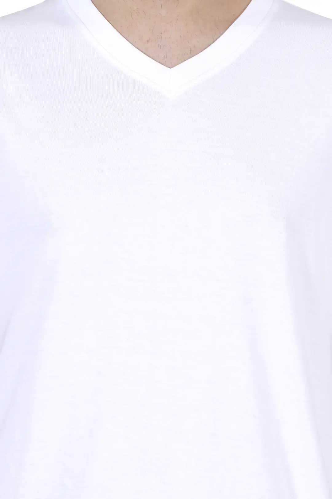 Men V Neck Cotton White T-Shirt - Image 6