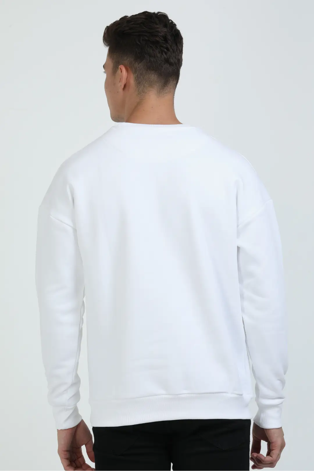 White Cotton Blend Heavy Oversized Sweatshirt - Image 3