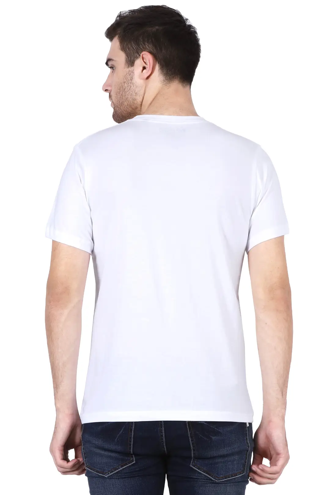 Men V Neck Cotton White T-Shirt - Image 2