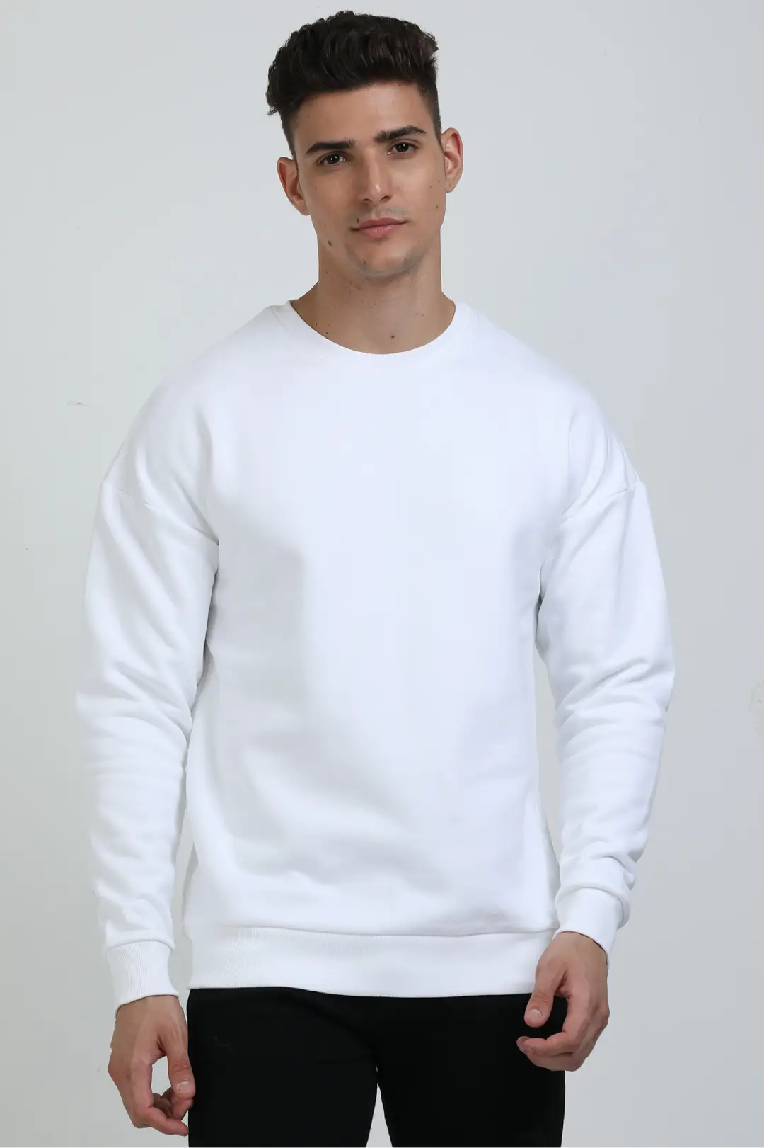 White Cotton Blend Heavy Oversized Sweatshirt