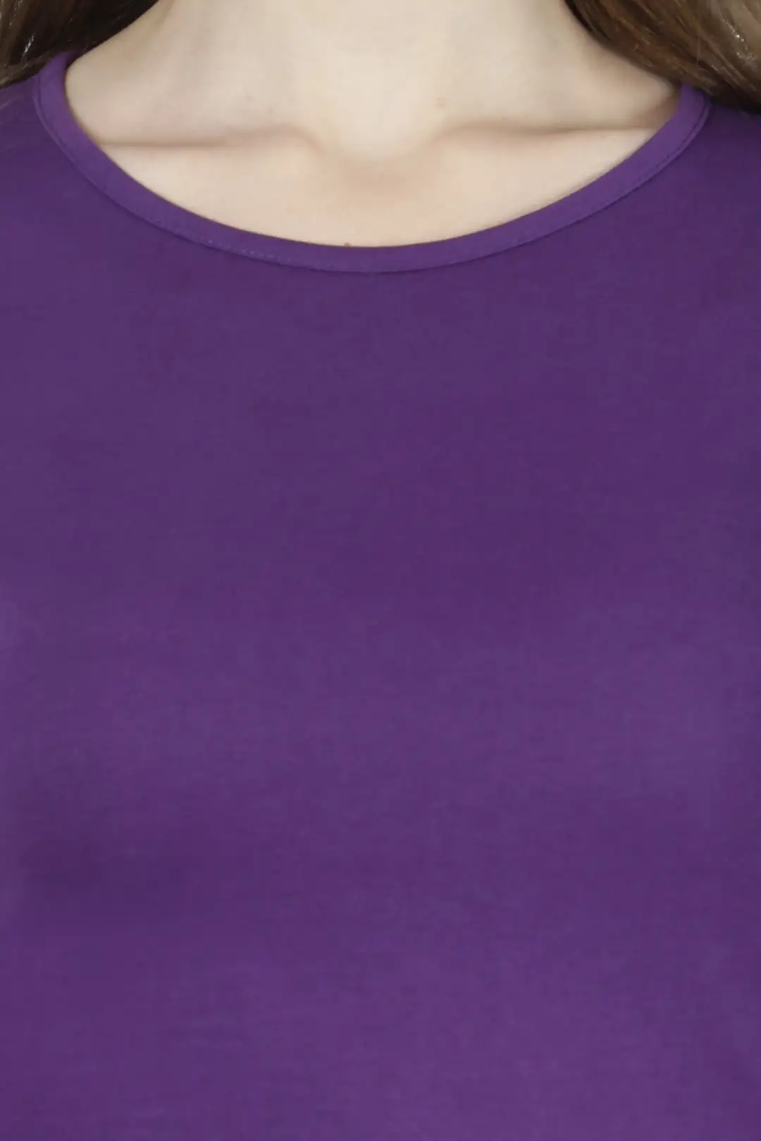 Women Solid Plain Combed Cotton T-shirt Purple - Image 5