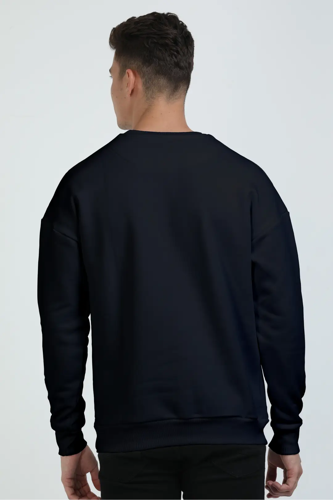 Black Cotton Blend Heavy Oversized Sweatshirt - Image 3