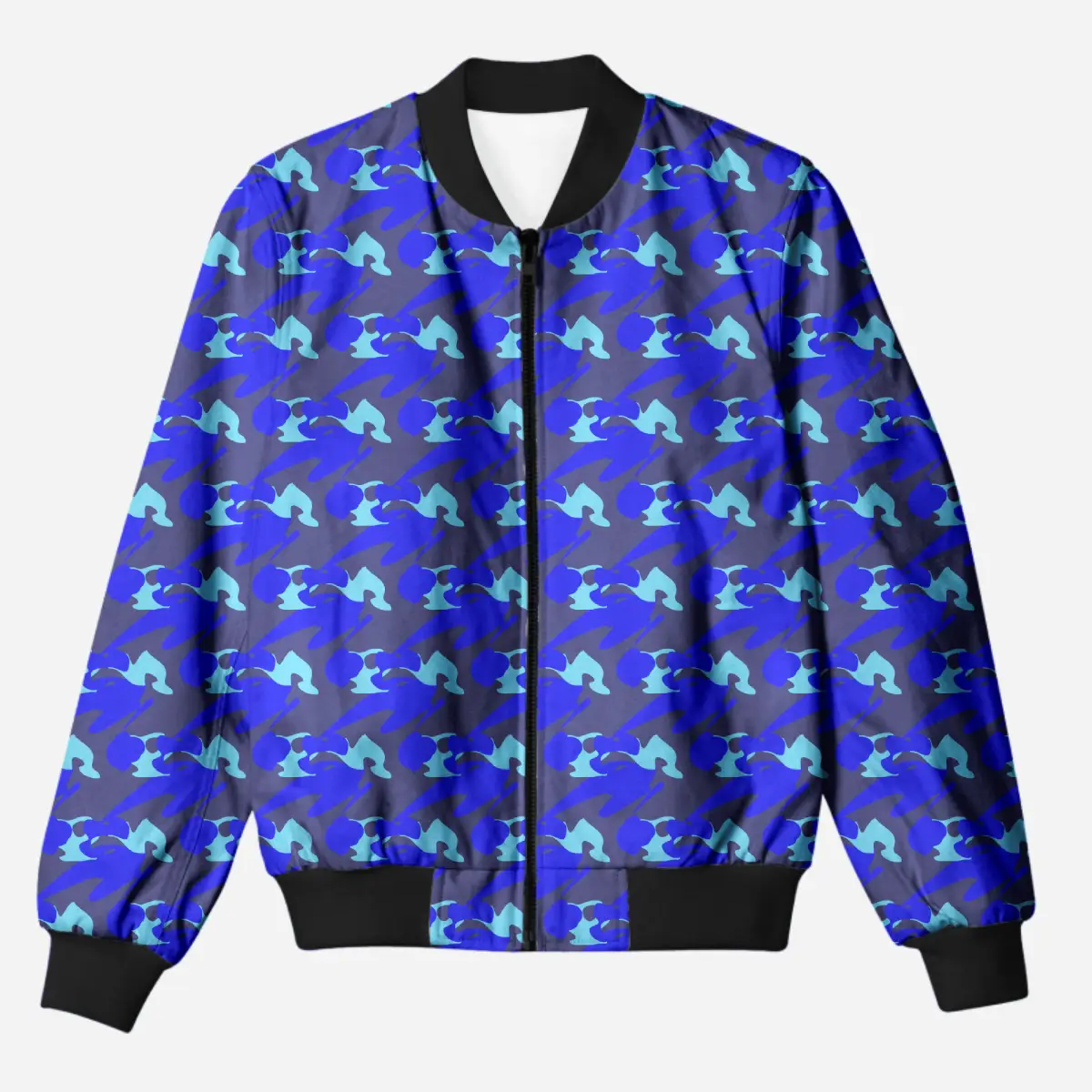 Blue Camouflage Bomber Jacket