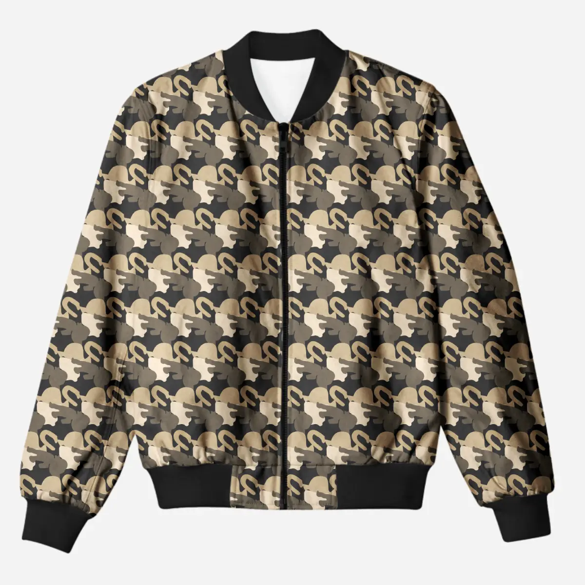 Brown Dessert Camouflage Bomber Jacket