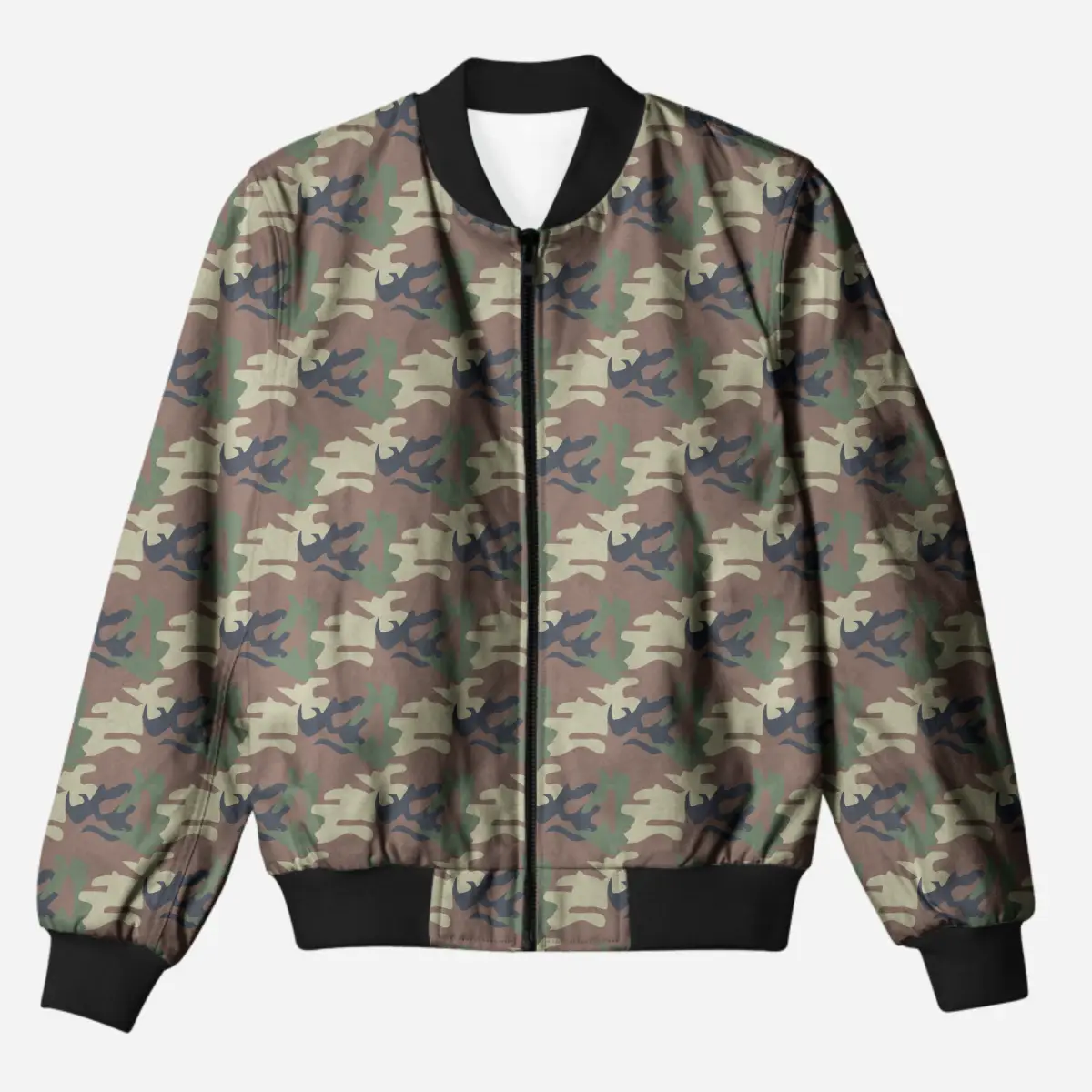 Unisex Regular Fit Camouflage Bomber Jacket