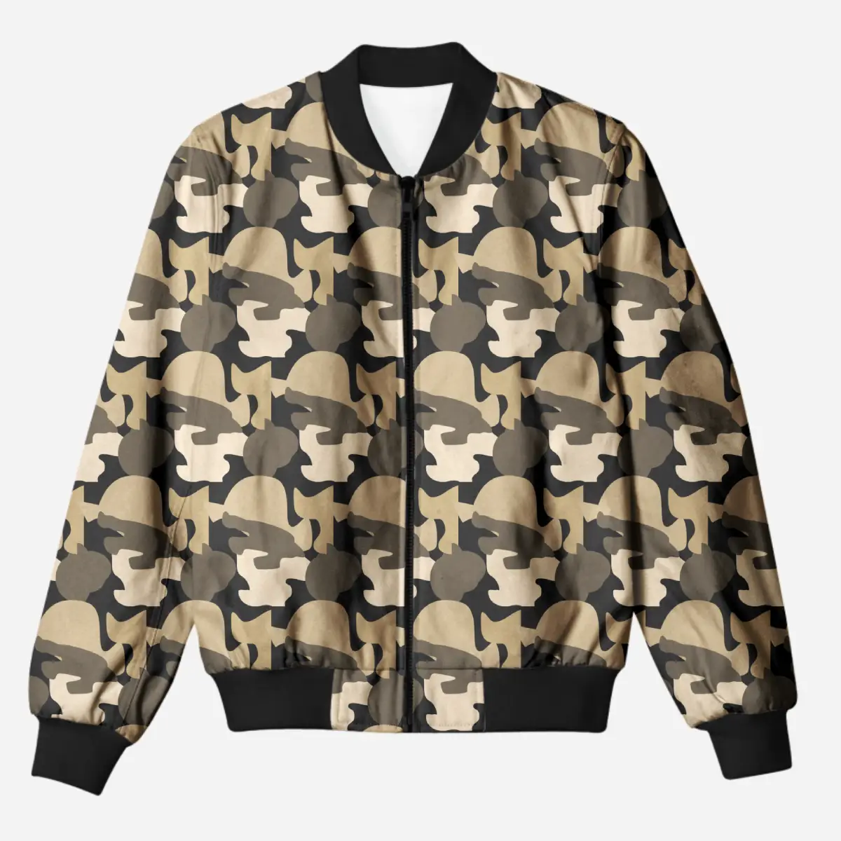 Sand Color Dessert Camo Bomber Jacket