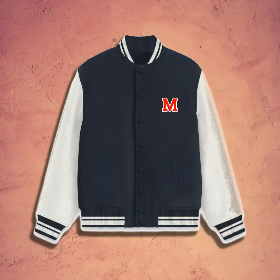 Classic M Embroidered Varsity Jacket Navy Blue