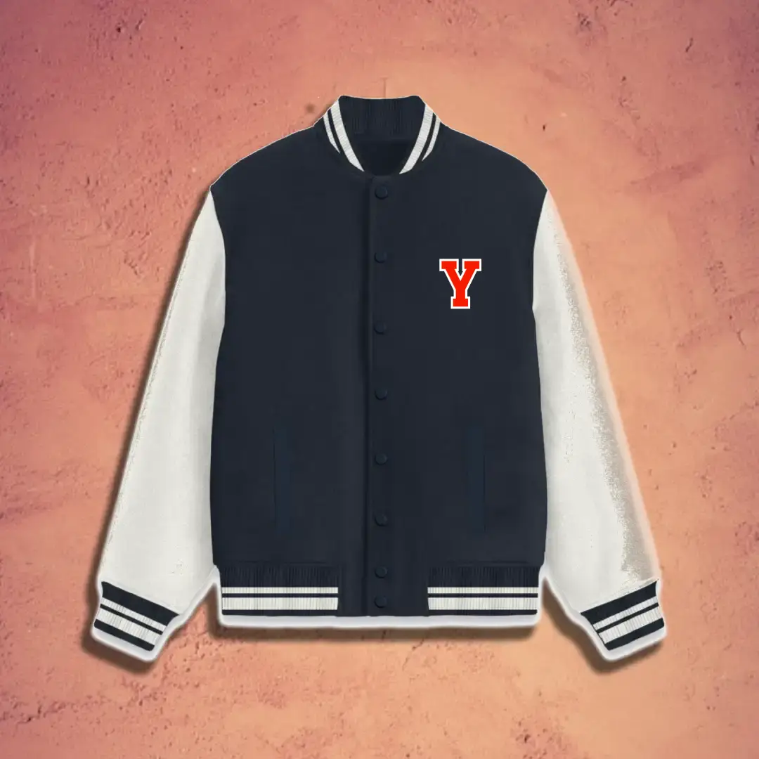 Classic Y Embroidered Varsity Jacket Navy Blue