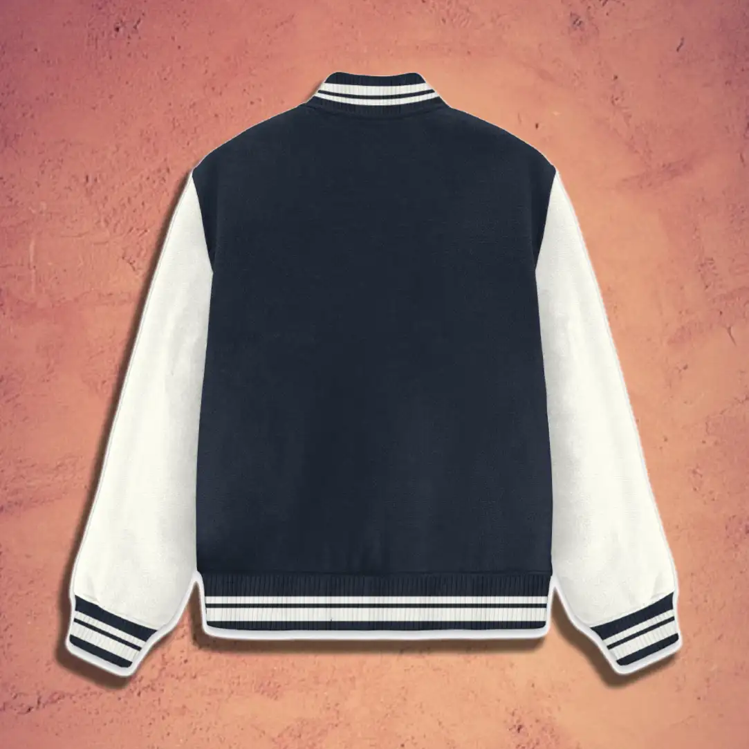 Classic F Embroidered Varsity Jacket Navy Blue - Image 2