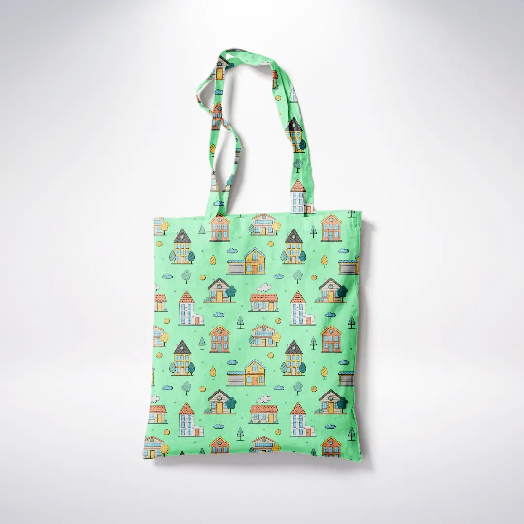 Sweet Homes Graphics Printed Mint Canvas Fabric Tote Bag