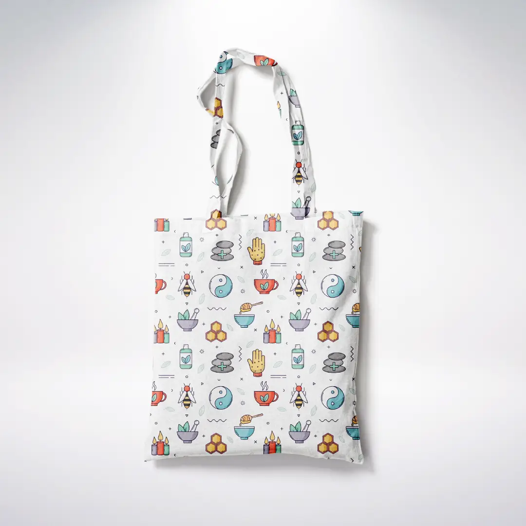 Nature Cures White Color Canvas Fabric Tote Bag