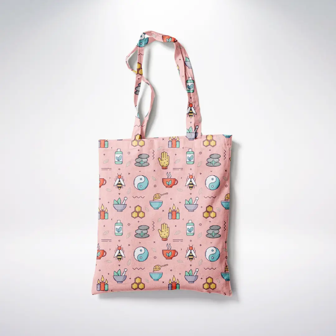 Nature Cures Peach Color Canvas Fabric Tote Bag