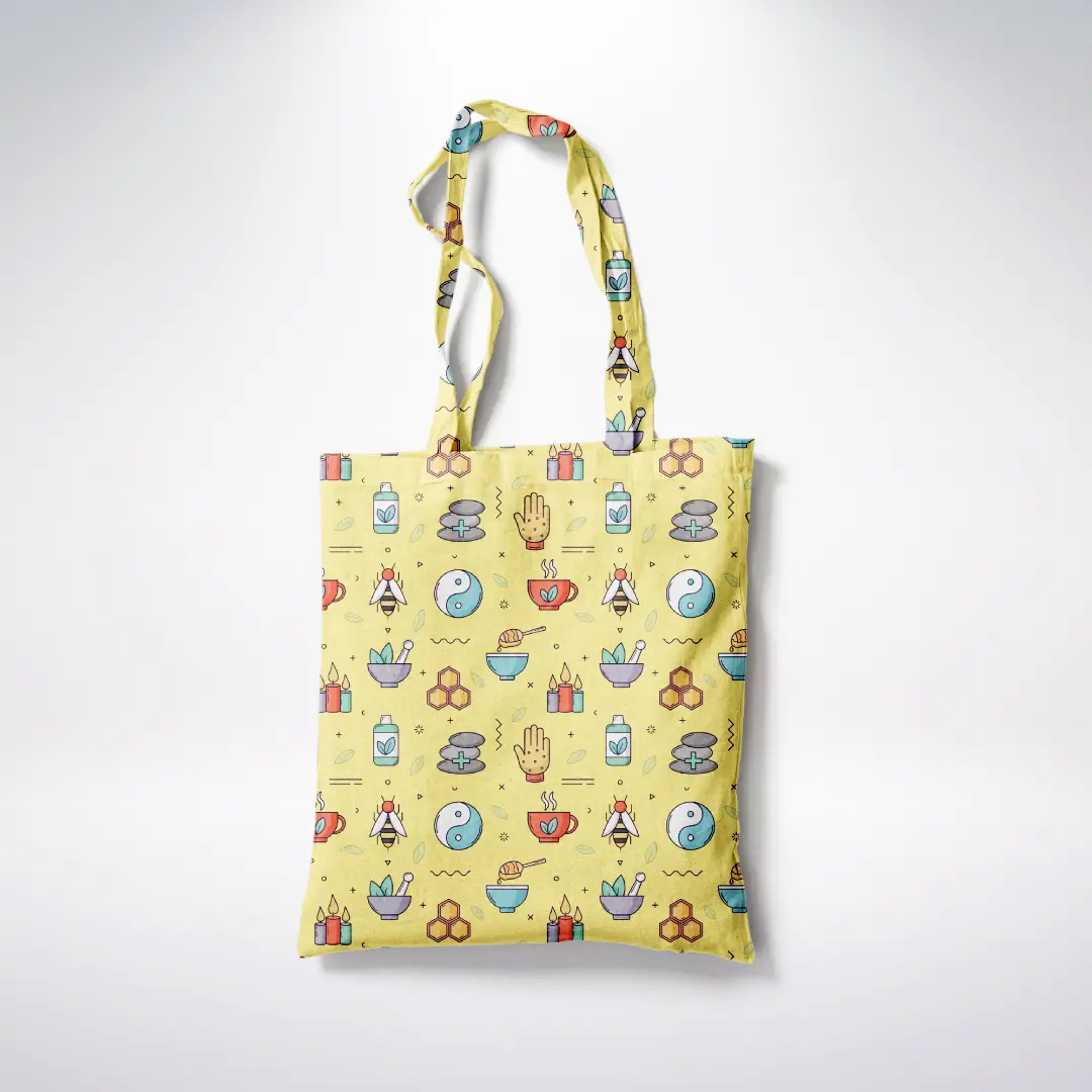 Nature Cures Yellow Color Canvas Fabric Tote Bag