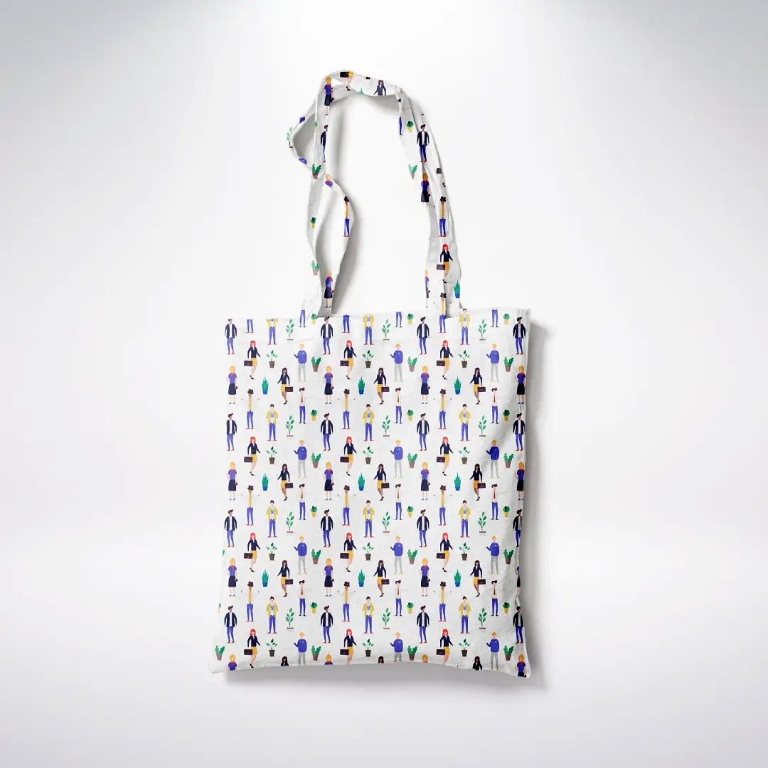 Office Rush Printed Canvas Fabric Tote Bag