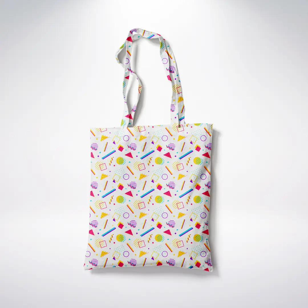 Retro Style Minimalist Printed White Canvas Fabric Tote Bag