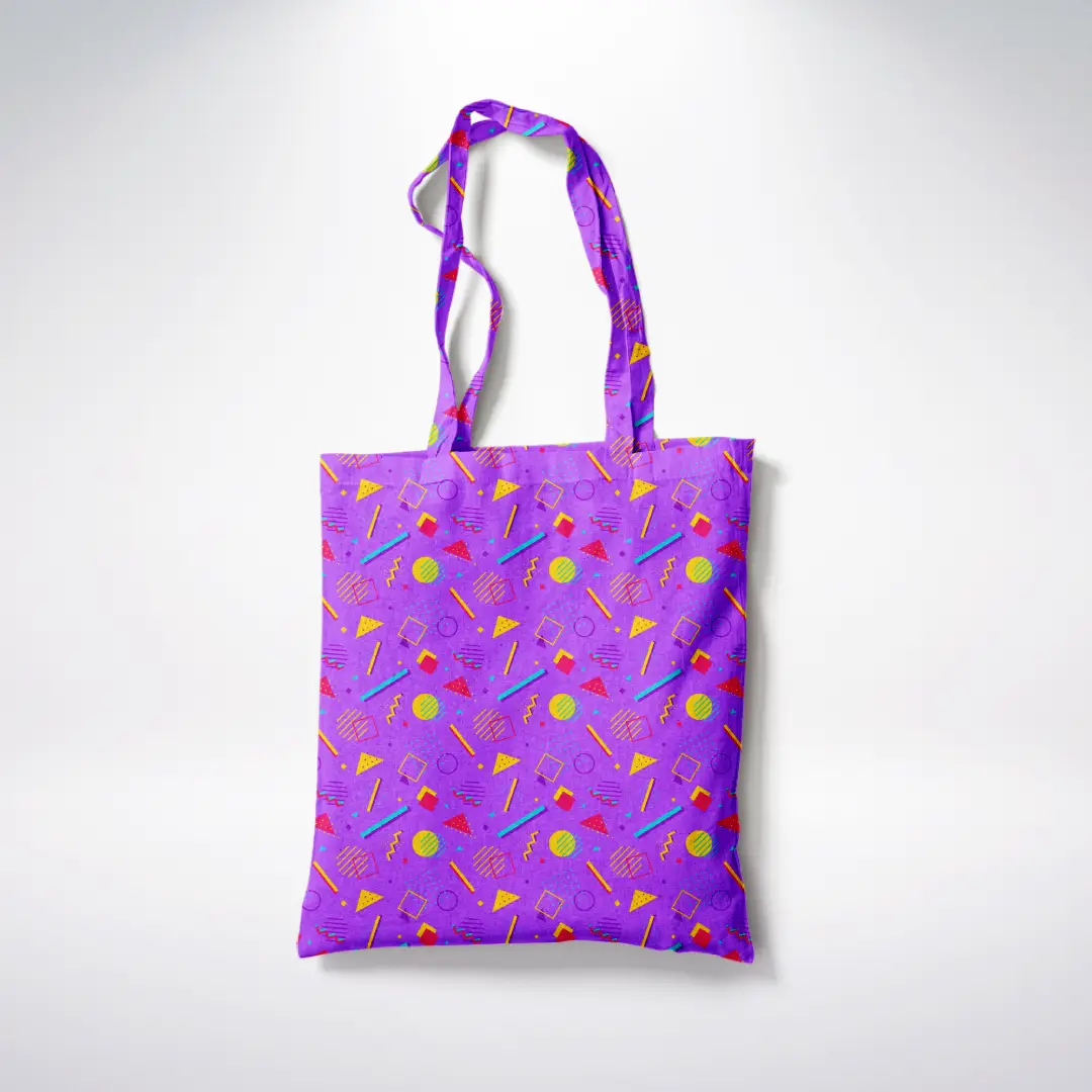 Retro Style Minimalist Printed Purple Canvas Fabric Tote Bag