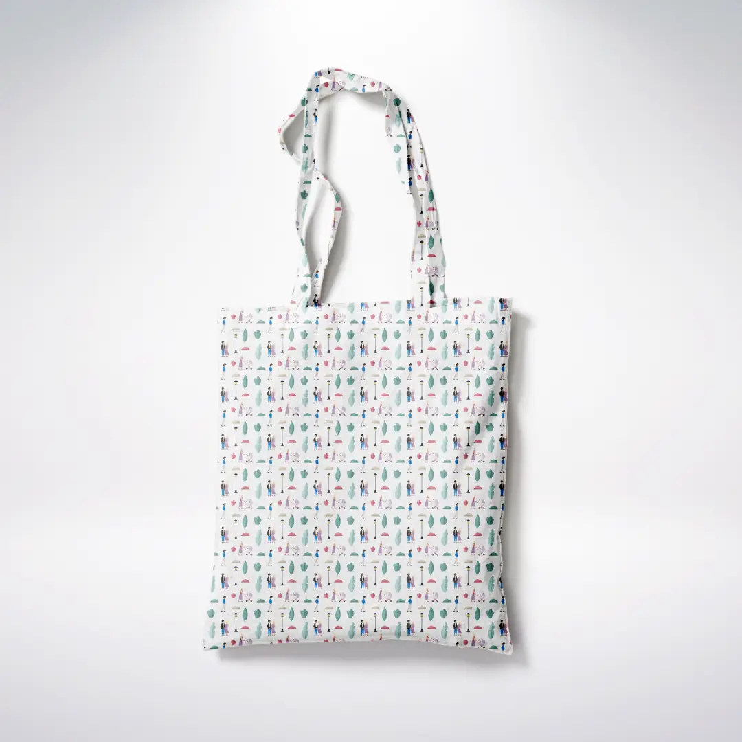 Garden Scenery Printed Canvas Fabric Tote Bag