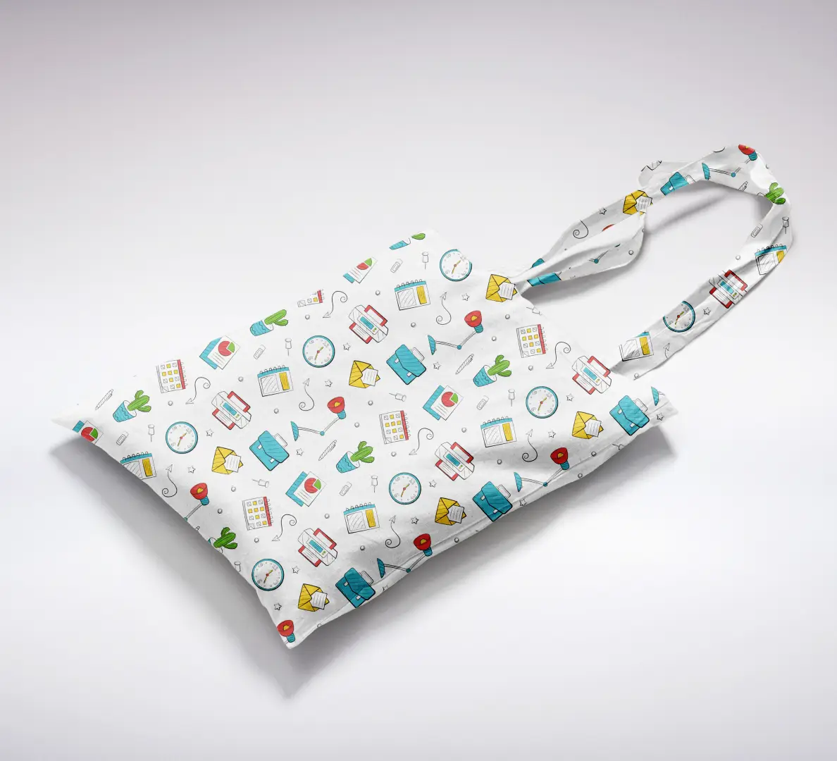 Quirky Office Printed White Canvas Fabric Tote Bag - Image 2