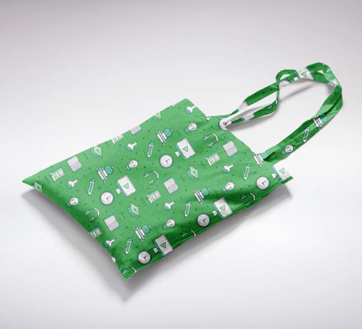Collegian Printed Green Canvas Fabric Tote Bag - Image 2