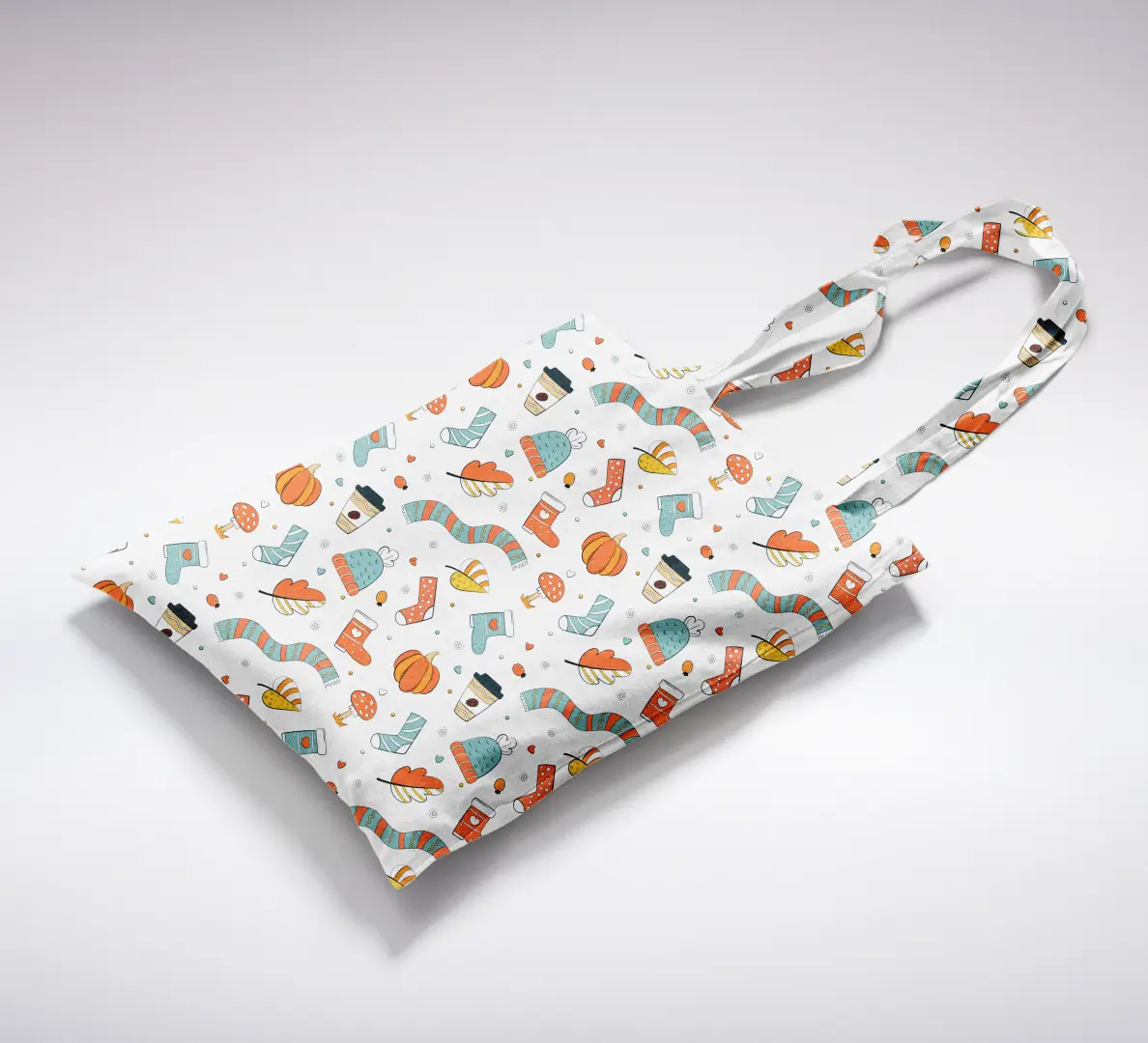 Windy Cool Day Printed White Canvas Fabric Tote Bag - Image 2