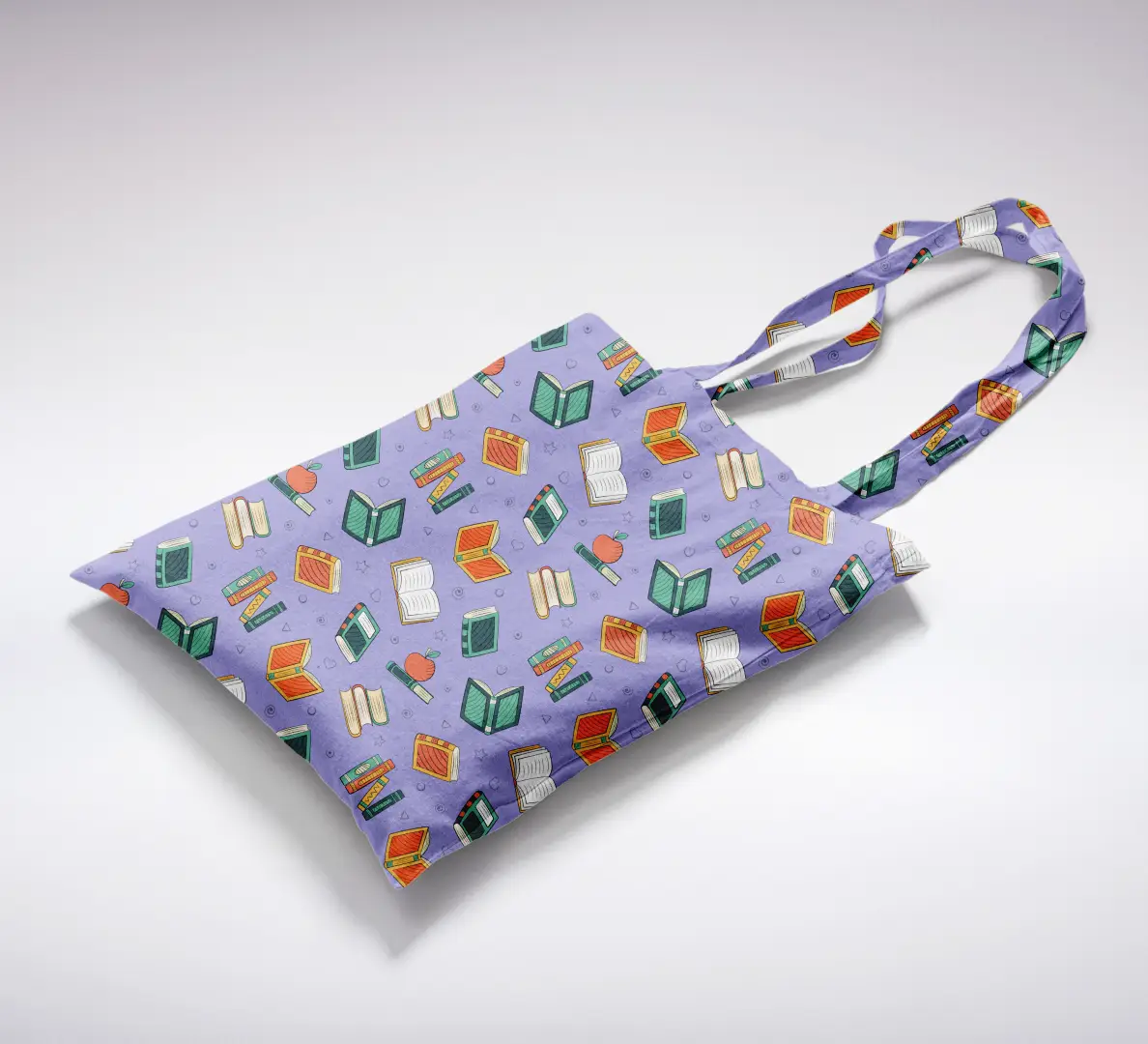 Books Printed Lavender Canvas Fabric Tote Bag - Image 2