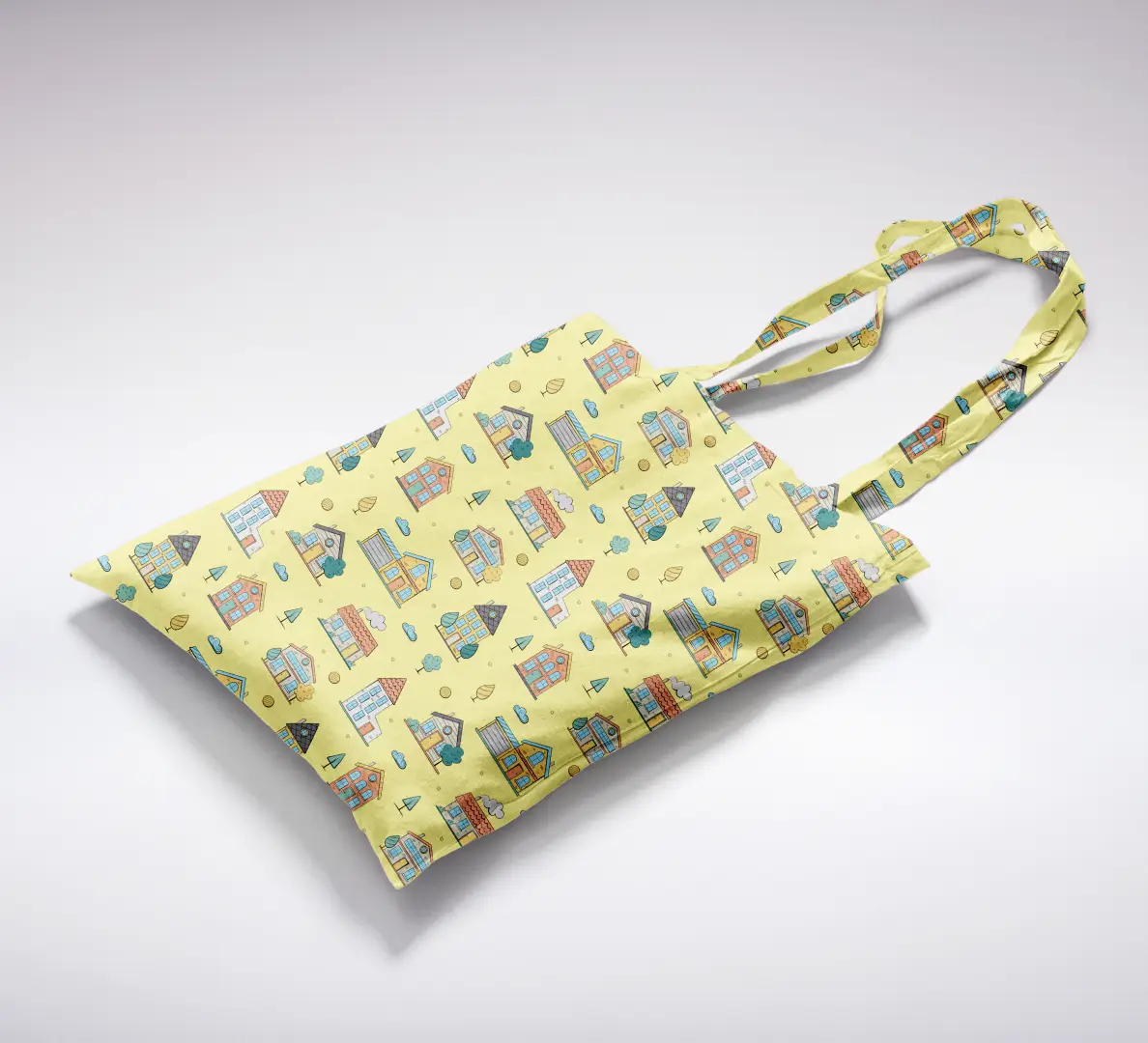 Sweet Homes Graphics Printed Lime Yellow Canvas Fabric Tote Bag - Image 2