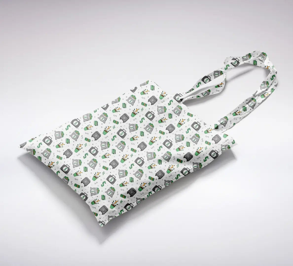 Money Pot Printed Canvas Fabric Tote Bag - Image 2