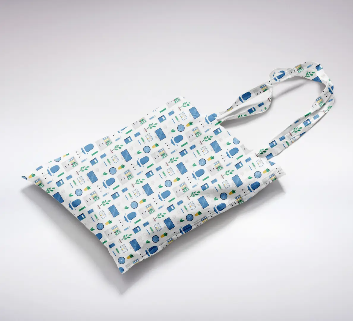 Office Things Printed White Canvas Fabric Tote Bag - Image 2