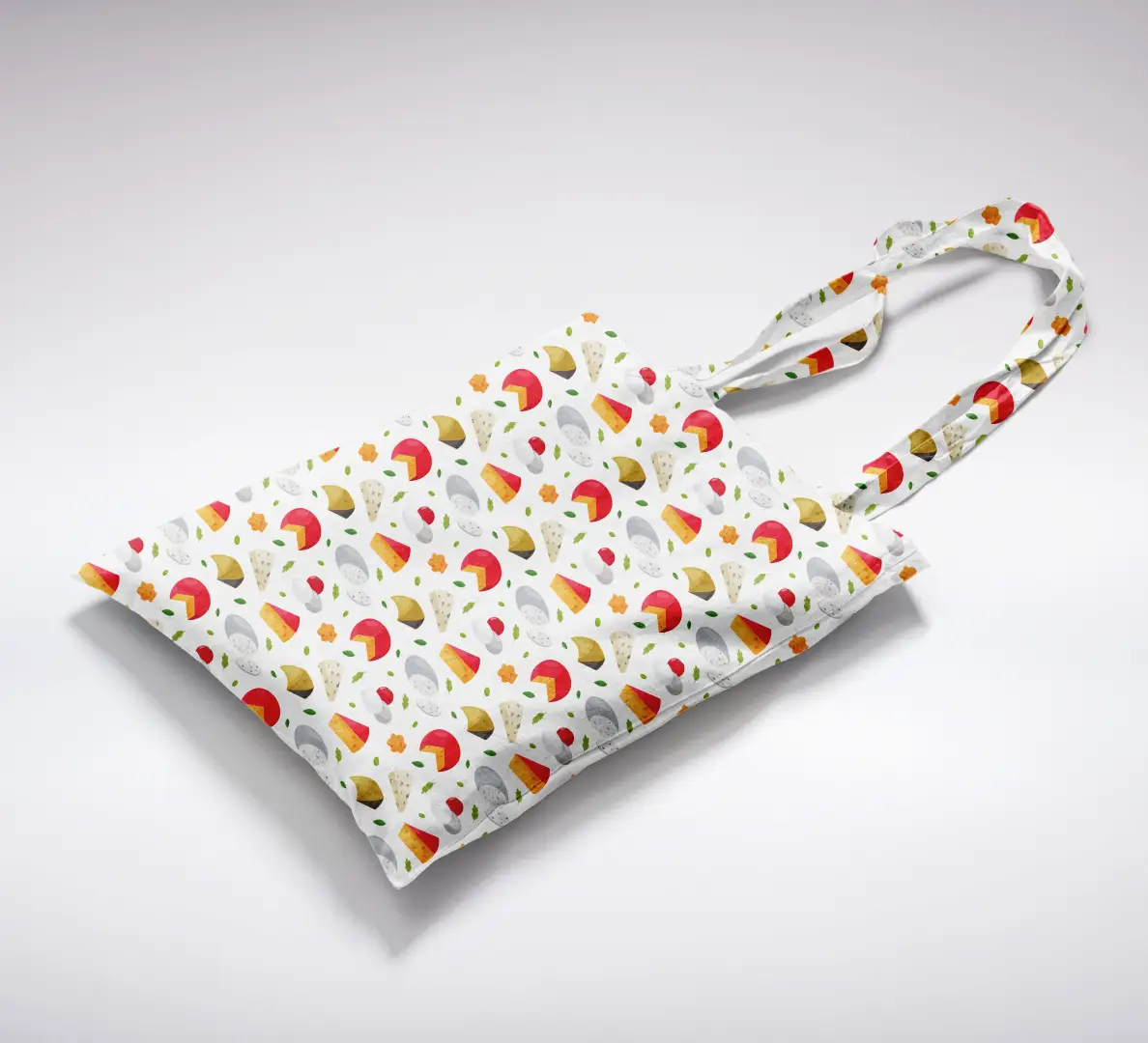 Cheese Prints White Canvas Fabric Tote Bag - Image 2