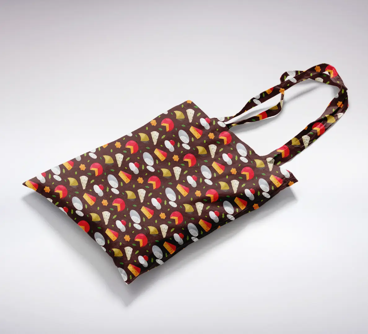 Cheese Prints Brown Canvas Fabric Tote Bag - Image 2